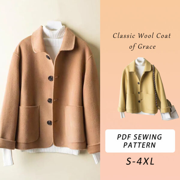 Classic Wool Coat Sewing Pattern, Classic Wool Coat, Sizes S-4XL, Women's Coat, Coat Pattern, Jacket Pattern, PDF Sewing Pattern, Tutorial