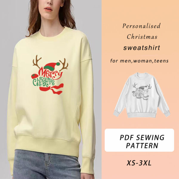 Sweatshirt PDF Sewing Tutorial, Jumper Pattern, Clothing Pattern, Jacket Pattern, Holiday Clothing, PDF Sewing Pattern