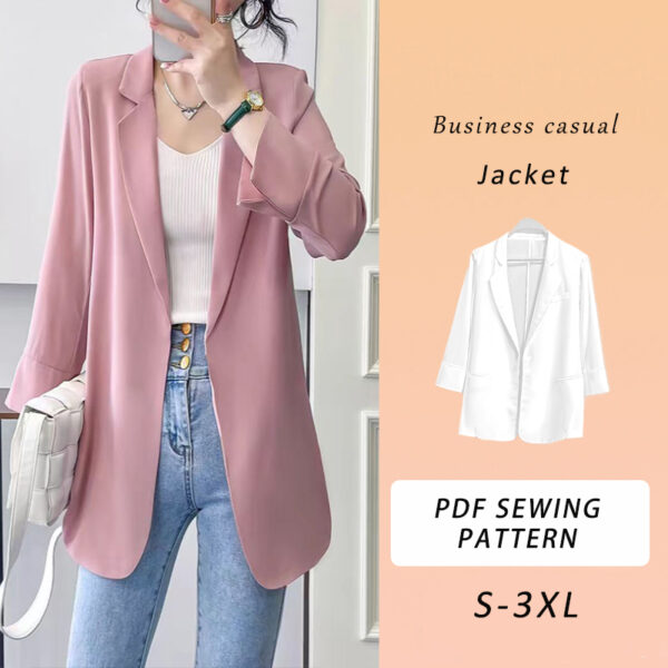 Business Casual Jacket Sewing Pattern, Coat Pattern, Jacket Pattern, Business Jacket, Womens Coat, 6 Sizes, PDF Sewing Pattern, Tutorial